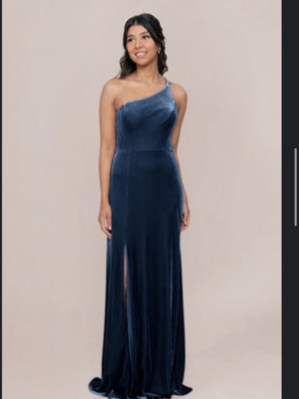 Revelry One-Shoulder Navy Velvet Gown Bridesmaid dress Inez